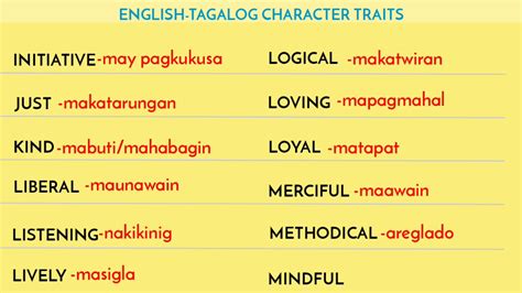 character traits in tagalog